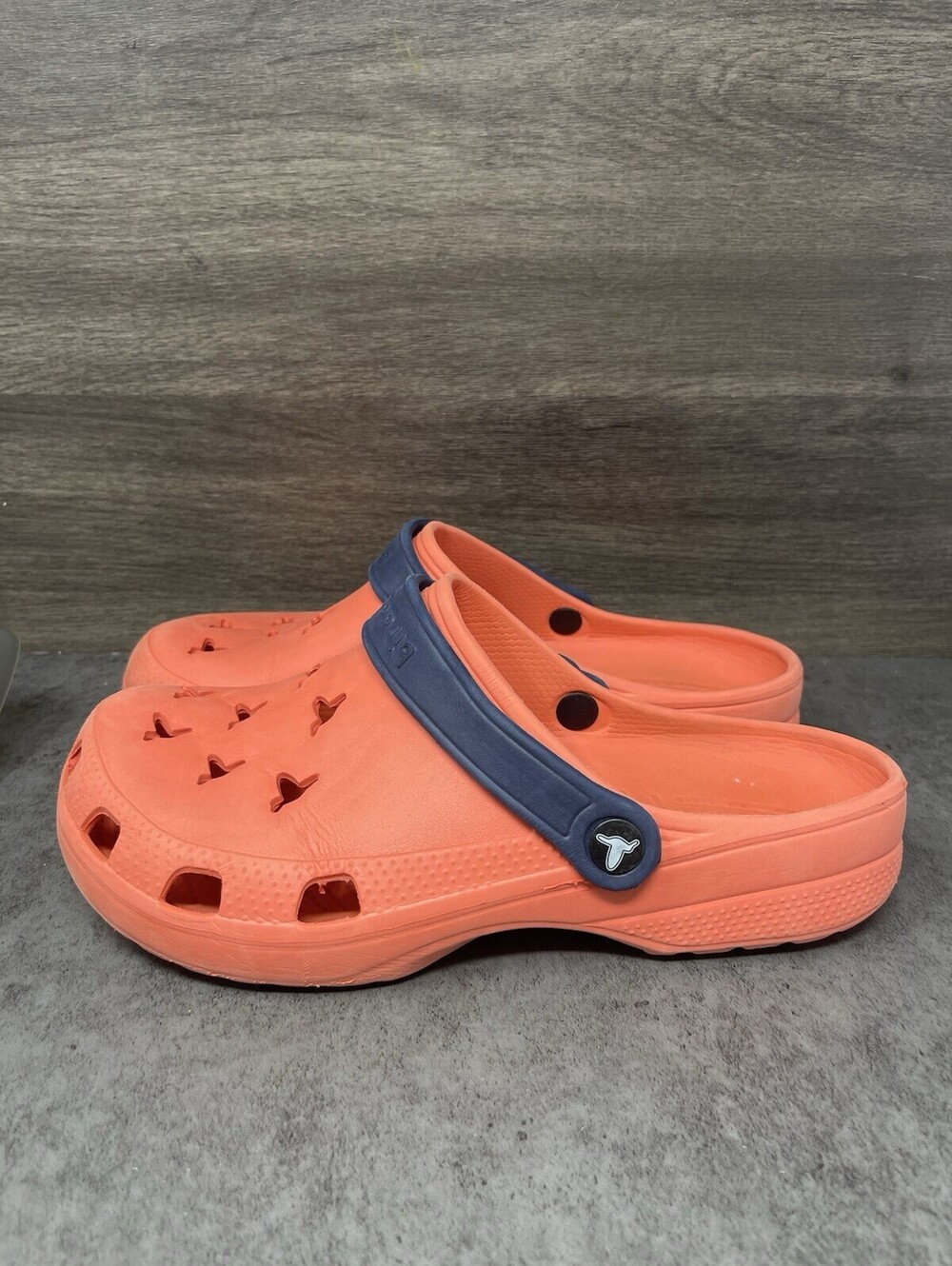 Birddogs Orange Navy Size 9 Mens Lightweight Comfort Clogs Slip On Water Shoes